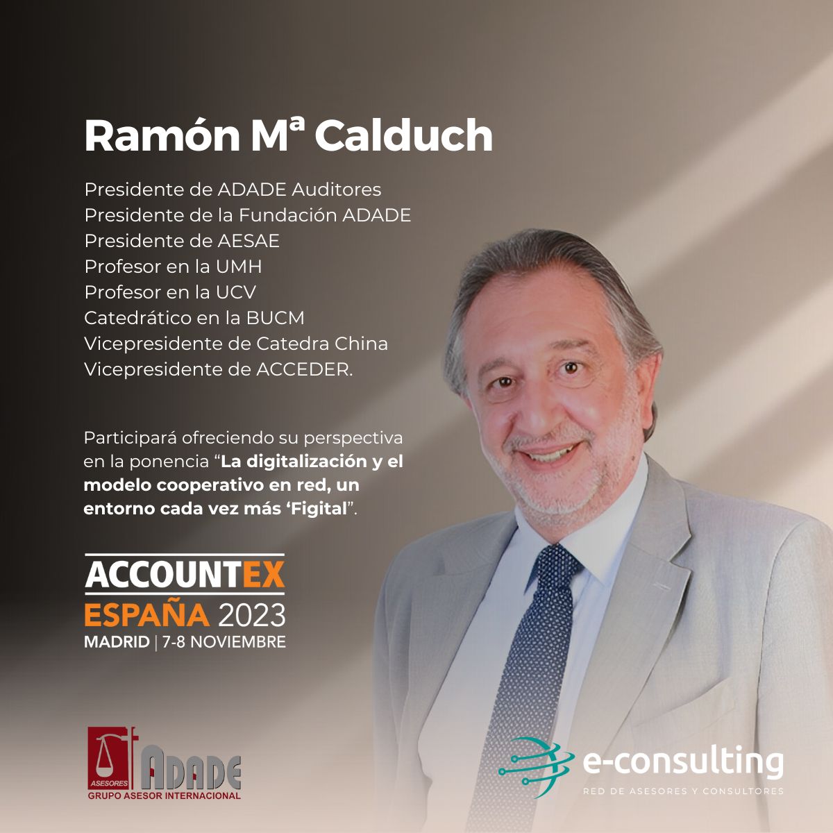 El presidente de Adade/E-Consulting imparte una charla sobre digitalización y modelos cooperativos en la feria Accountex España
